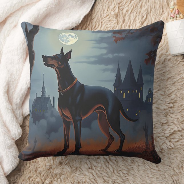 Doberman Halloween Scary Kudde (Filt)