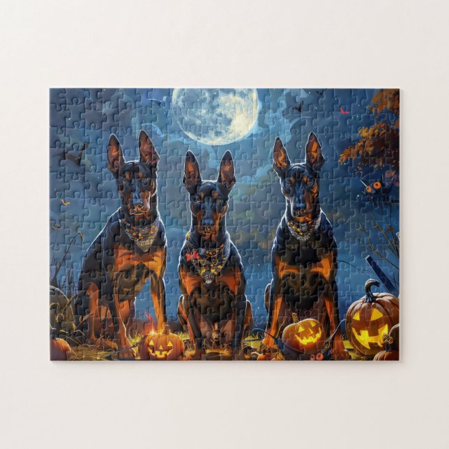 Doberman Halloween Spooky Pussel (Horisontell)