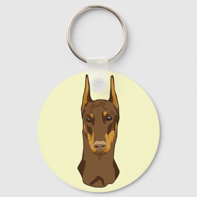 Doberman Head, Red Nyckelring (Framsida)