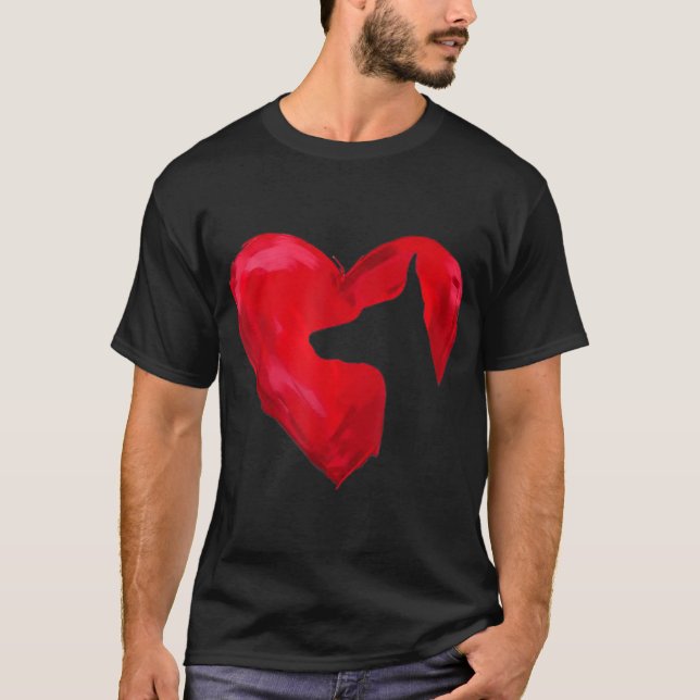 Doberman Heart silhouette Valentine Day Kärlek T Shirt (Framsida)