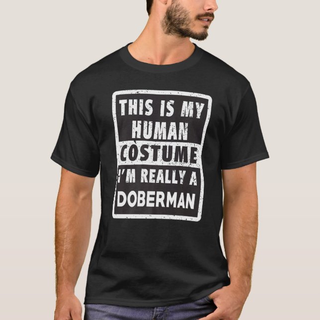 Doberman Helloween Costume Doberman Costume T Shirt (Framsida)