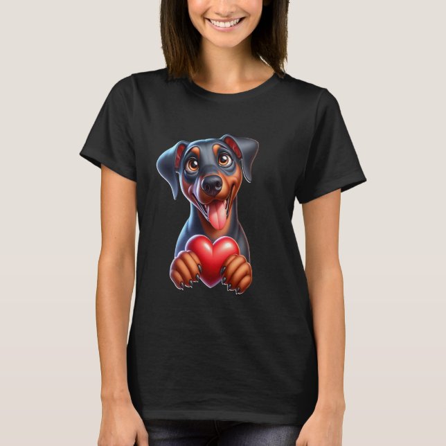Doberman Hjärta Doberman Kärlek Doberman T Shirt (Framsida)