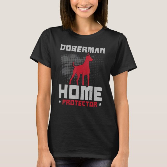 Doberman Home Protector Hund Breeder Puppy Tass T Shirt (Framsida)
