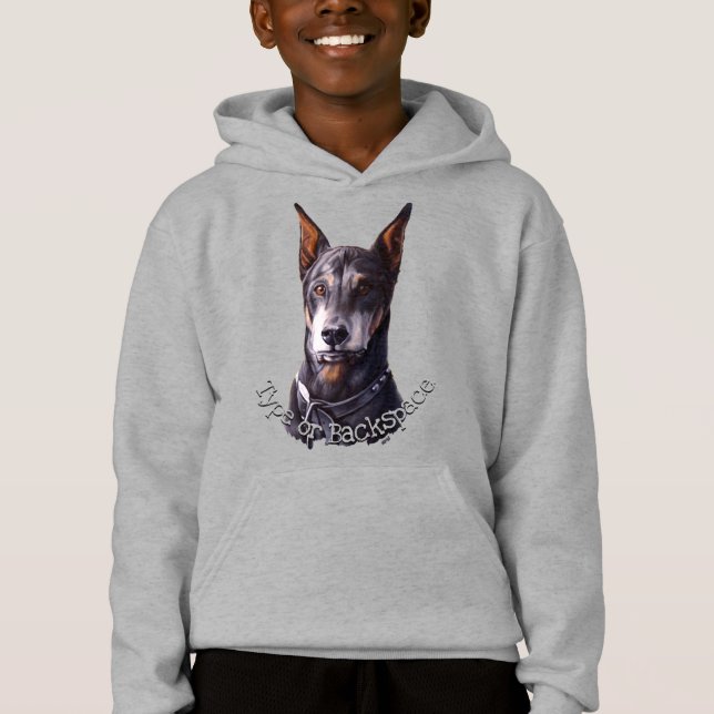 Doberman Hoodie Barn Personlig Hund Art Shirt T Shirt (Framsida)