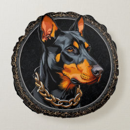 Doberman Hund Älskare Present Rund Kudde