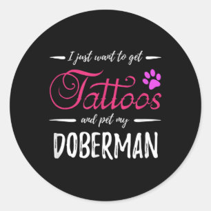 Doberman Hund älskare Tattoo Rolig hund Mamma Gift Runt Klistermärke