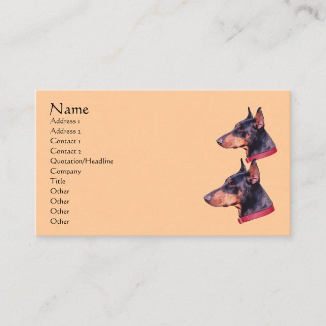 Doberman Hund Animal Visitkort (Framsida)