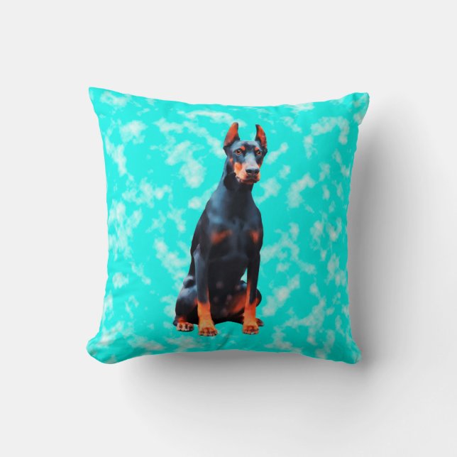 Doberman Hund Art Porträtt Kudde (Framsida)