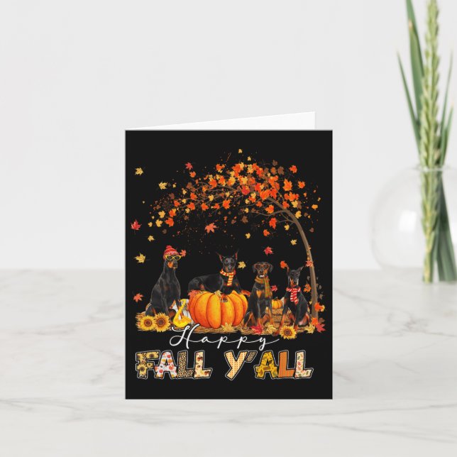 Doberman Hund Autumn Fall Pumpkin Lastbil Mappe -  Kort (Framsida)