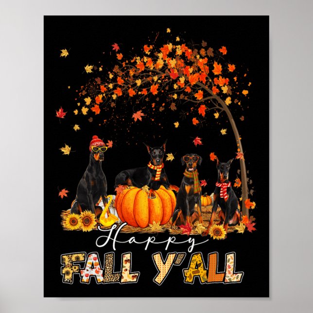 Doberman Hund Autumn Fall Pumpkin Lastbil Mappe -  Poster (Framsidan)