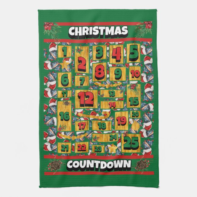 Doberman Hund Coundown jul Advent Calendar Kökshandduk (Vertikal)