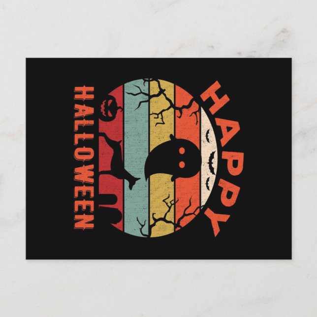 Doberman Hund Glad Halloween Otygst Spöke Helg Vykort (Framsida)