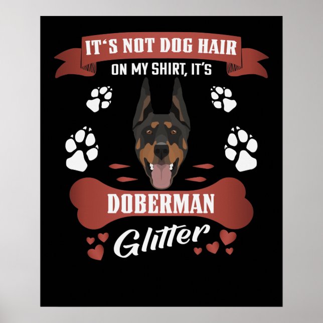 Doberman Hund Hair Glitter Poster (Framsidan)