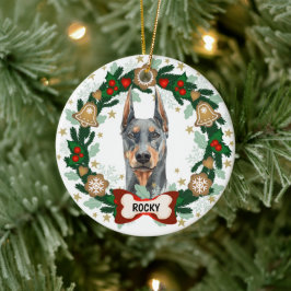 Doberman Hund jul Cute Hund Cookie WAN Julgransprydnad Keramik