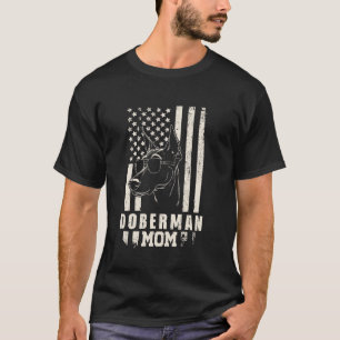 Doberman Hund Mamma Amerikansk Flagga Gåvor för Kv T Shirt
