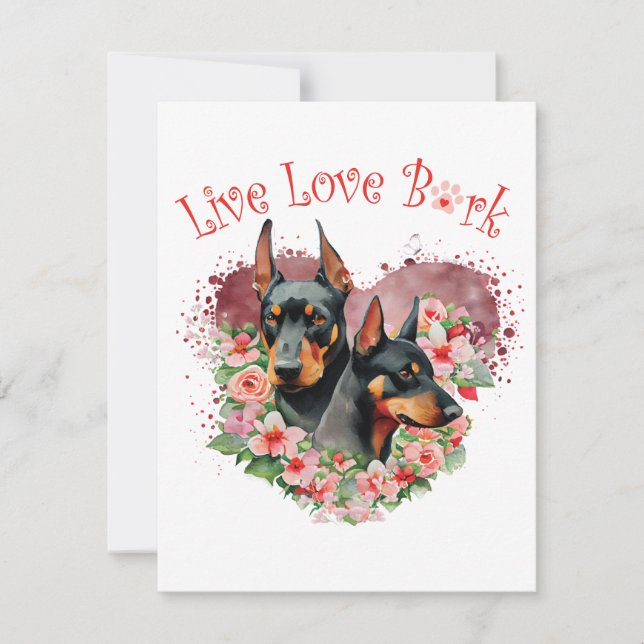 Doberman Hund Mamma Blommig Anteckningskort (Framsida)