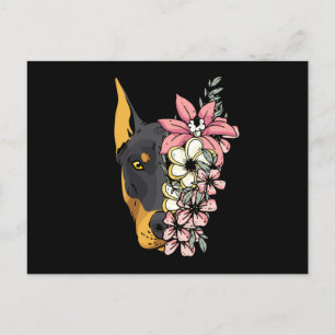 Doberman Hund med Flowers Vykort