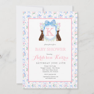 Doberman hund Monogram Vapensköld Baby Shower-inbj Inbjudningar
