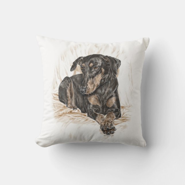Doberman Hund Natural Öron Kudde (Framsida)