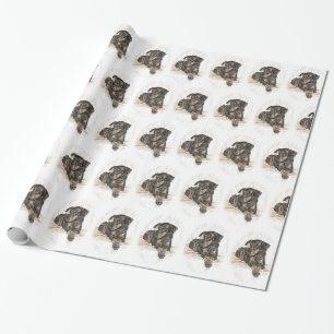 Doberman Hund Natural Öron Presentpapper