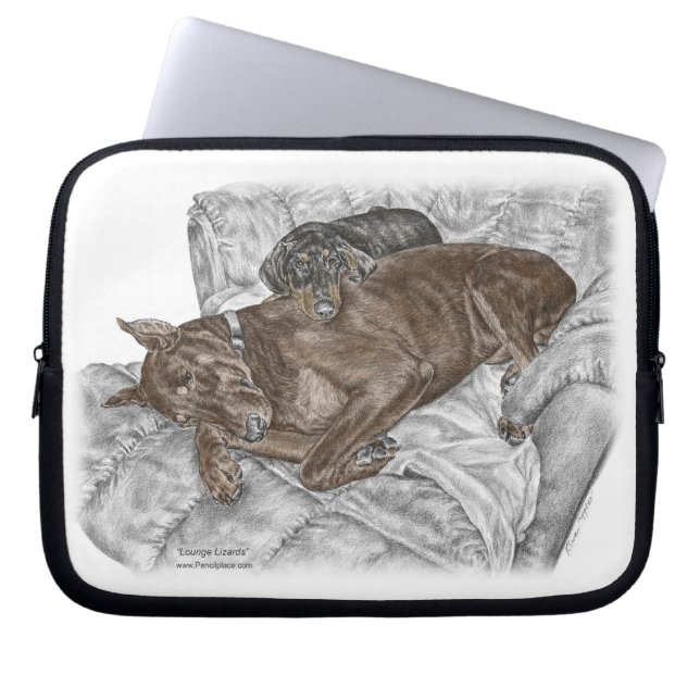 Doberman Hund och Puppy Laptop Sleeve (Framsidan)