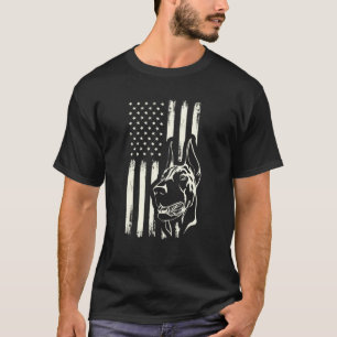 Doberman Hund Pinscher American Flagga Americ Hund T Shirt