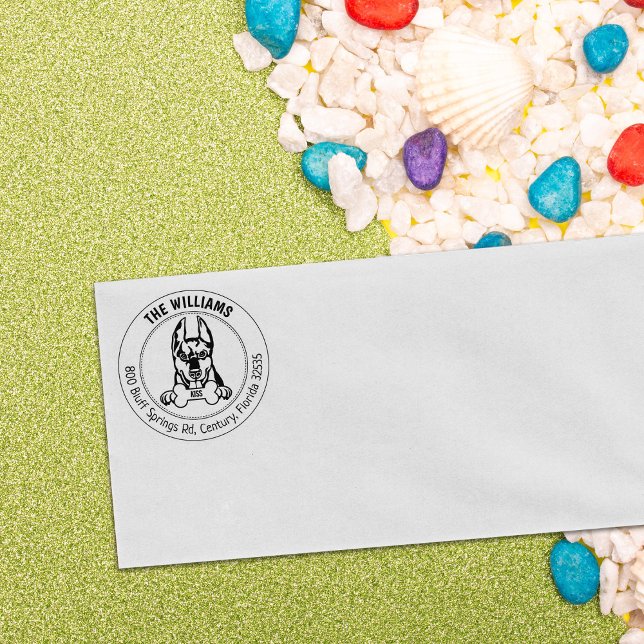 Doberman Hund Returadress Family Stämpel (Skapare uppladdad)