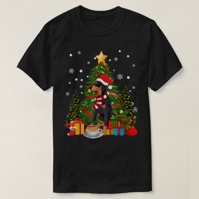 Doberman Hund Santa Hat Julkaffe 2021 Hund G T Shirt (Design framsida)