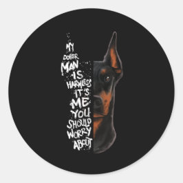 Doberman Hund Say Harmless Gift Runt Klistermärke