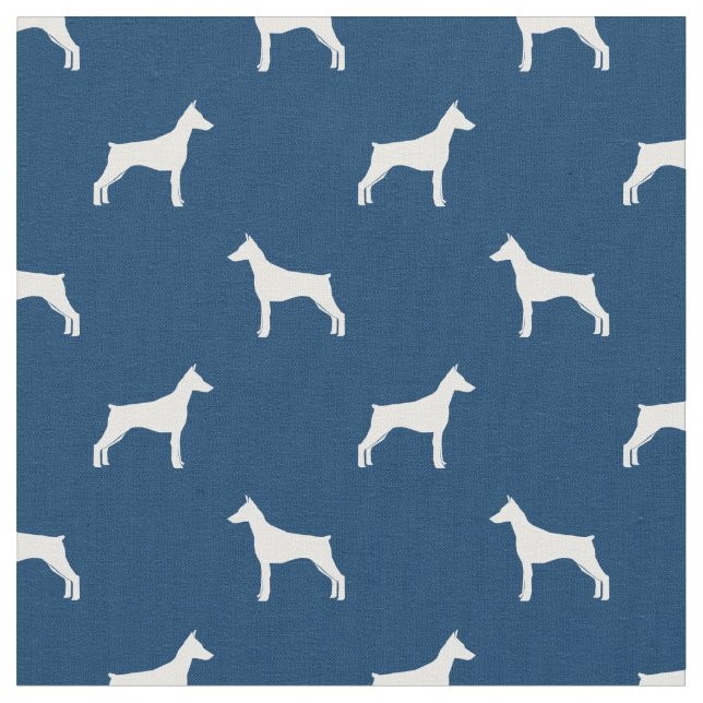 Doberman hund silhouette navy blue tyg (Närbild)