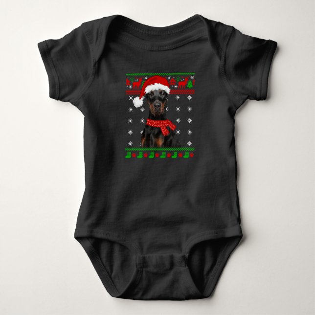 Doberman Hund Ugly Sweater jul Puppy Hund Kärlek T Shirt (Framsida)