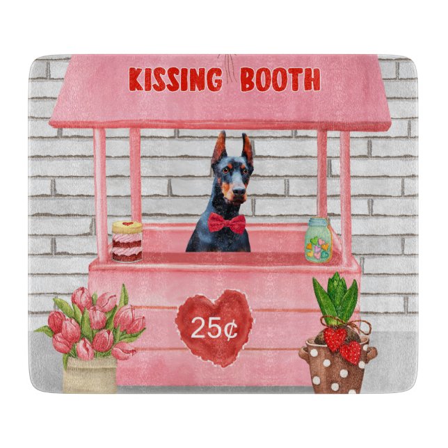 Doberman Hund Valentine Day Kissing Booth (Framsidan)