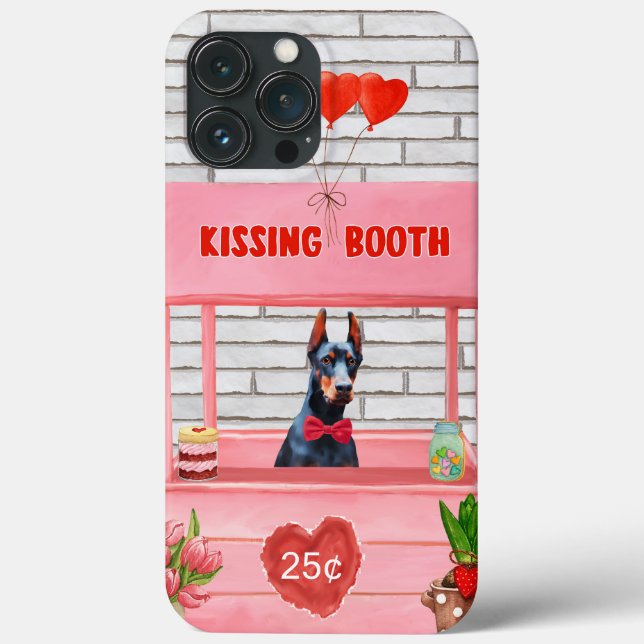 Doberman Hund Valentine Day Kissing Booth (Baksida)