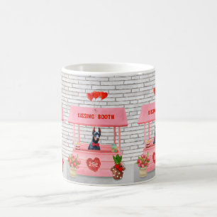 Doberman Hund Valentine Day Kissing Booth Kaffemugg