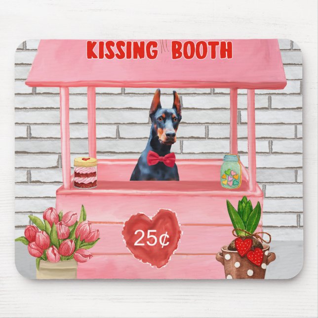 Doberman Hund Valentine Day Kissing Booth Musmatta (Framsidan)