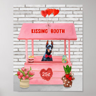 Doberman Hund Valentine Day Kissing Booth Poster