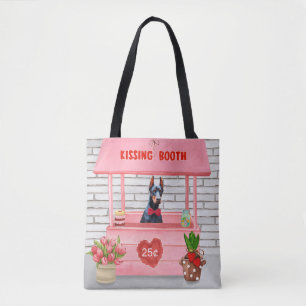 Doberman Hund Valentine Day Kissing Booth Tygkasse