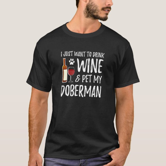 Doberman Hund Vin Doberman Hund Mamma T Shirt (Framsida)