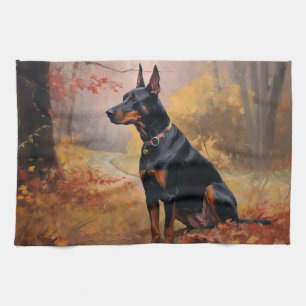 Doberman i Höst löv Fall Inspire Kökshandduk