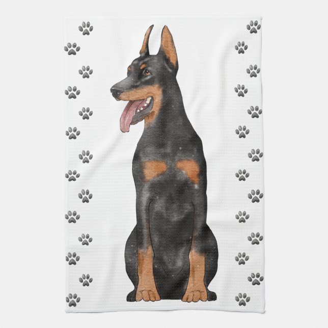 Doberman Illustration Kökshandduk (Vertikal)