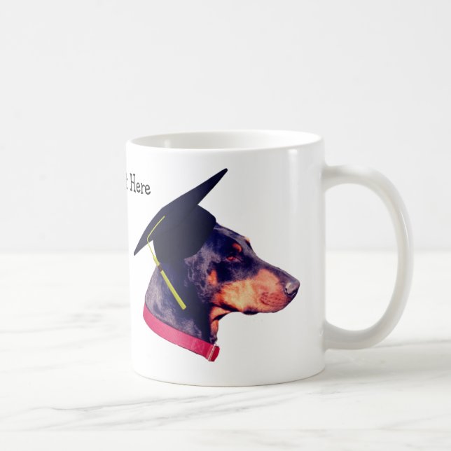 Doberman in Studentmössa Cute Personlig Kaffemugg (Höger)