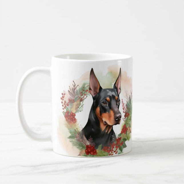 Doberman jul, andningsfag Valp Kaffemugg (Vänster)