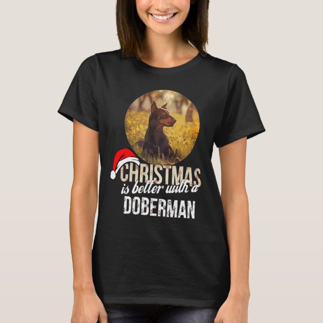 Doberman jul är bättre med en Doberman T Shirt (Framsida)