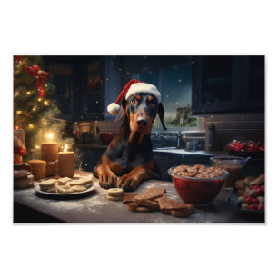 Doberman jul Cookies Festive Helgdag Fototryck