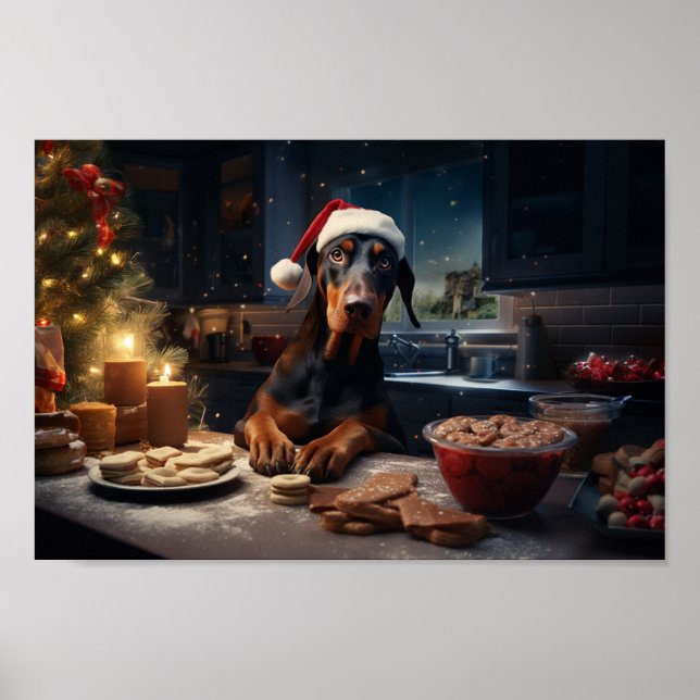 Doberman jul Cookies Festive Helgdag Poster (Framsidan)