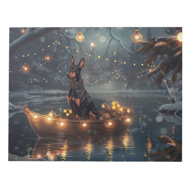 Doberman jul Festive Voyage Anteckningsblock (Framsida)