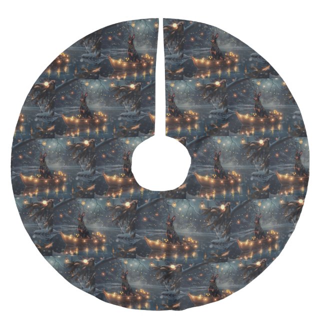 Doberman jul Festive Voyage Julgransmatta Borstad Polyester (Framsidan)