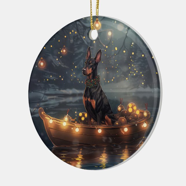 Doberman jul Festive Voyage Julgransprydnad Keramik (Vänster)
