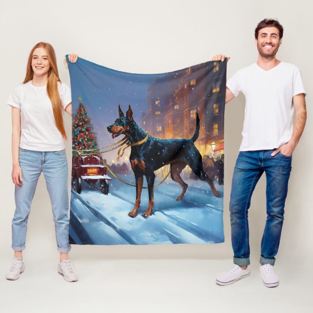 Doberman jul - högsäsong fleecefilt (På plats)