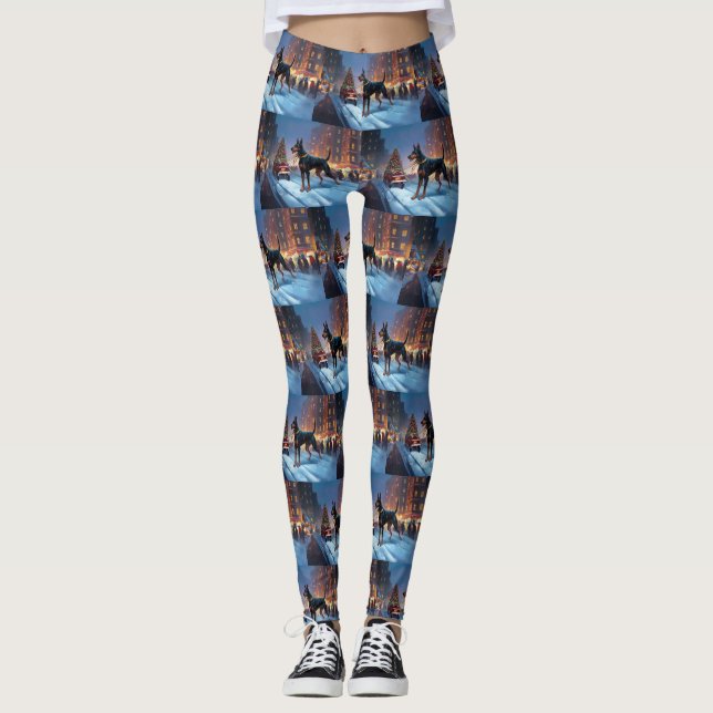 Doberman jul - högsäsong leggings (Framsida)